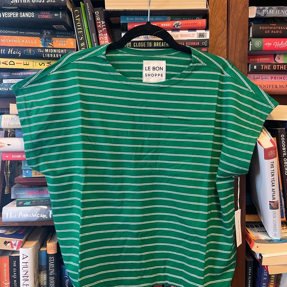 Le Bon Shoppe Cherie Tee in Green/White Stripes
